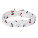 Baby Girls Peter Pan Collar Neck Cap Sleeve Printed Dress With Headband(2pcs set)