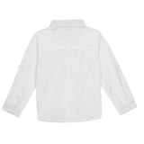 Baby Boys Collar Neck Roll Up Sleeve Shirt with Bow Tie, Waist Coat And Pant Set(4pcs pack)