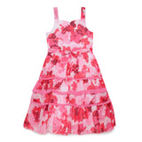 Kid Girls Pinafore Georgette Dress With Inner Puff Sleeve T-Shirt-2 pcs set