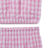 Girls Gingham Checks Raglan Half Sleeve Top With Full Pant -2pcs Set