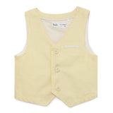 Baby Boys Collar Neck Roll Up Sleeve Shirt with Bow Tie, Waist Coat And Pant Set(4pcs pack)
