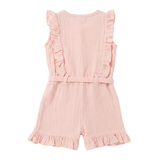 Baby Girls Textured Peach Playsuit