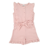 Baby Girls Textured Peach Playsuit
