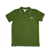 Kid Boys Collar Neck Half Sleeve Green Polo T-Shirt