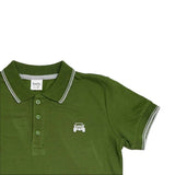 Kid Boys Collar Neck Half Sleeve Green Polo T-Shirt