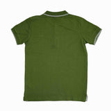 Kid Boys Collar Neck Half Sleeve Green Polo T-Shirt