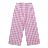 Girls Gingham Checks Raglan Half Sleeve Top With Full Pant -2pcs Set