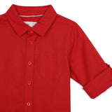 Baby Boys Collar Neck Roll Up Sleeve Shirt with Bow Tie, Waist Coat And Pant Set(4pcs pack)