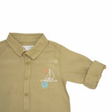 Baby Boys Collar Neck Embroidered Sand Shirt