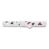 Baby Girls Peter Pan Collar Neck Cap Sleeve Printed Dress With Headband(2pcs set)