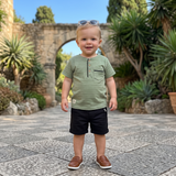 Baby Boys Henley Neck Half Sleeve T-Shirt