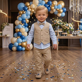 Baby Boys Shirt With Bow Tie Waist Coat & Pant (4Pcs Set)