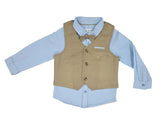 Baby Boys Shirt With Bow Tie Waist Coat & Pant (4Pcs Set)