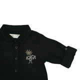 Baby Boys Collar Neck Embroidered Black Shirt