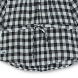 Kid Girls Collar Neck Roll UP Sleeve Gingham Checks Top