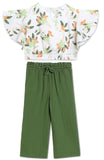 Kid Girls V Neck Flutter Sleeve Cropped Top