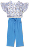 Kid Girls V Neck Flutter Sleeve Cropped Top
