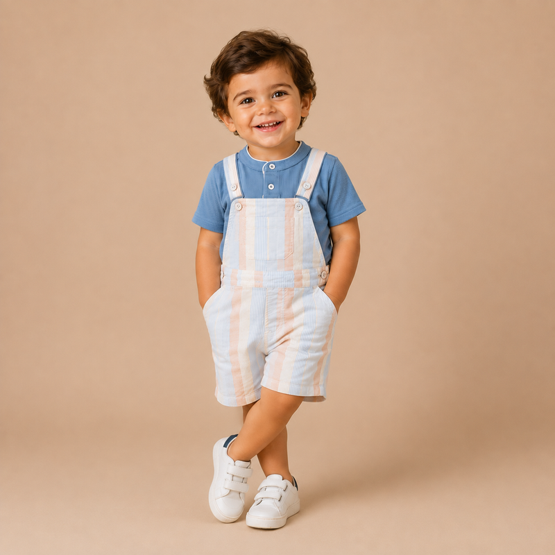 Baby Boys striped Playsuit with T-Shirt( 2Pcs Set)