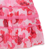 Kid Girls Pinafore Georgette Dress With Inner Puff Sleeve T-Shirt-2 pcs set