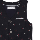 Baby Boys Collar Neck Roll Up Sleeve Shirt with Bow Tie, Waist Coat And Pant Set(4pcs pack)