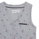 Baby Boys Collar Neck Roll Up Sleeve Shirt with Bow Tie, Waist Coat And Pant Set(4pcs pack)