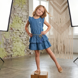 Kids Girls Ruffle Denim Dress