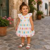Baby Girls Ruffle Neck Balloon Dress With Head Band