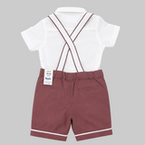 Baby Boys Shirt With Suspender Shorts and Bow Tie(3pcs set)