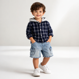 Baby Boys Hooded Rollup Sleeve Shirt