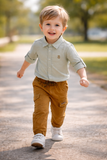 Baby Boys Collar Neck Roll Up Sleeve Shirt