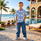 Kids Boys Printed Drop Shoulder Shirt