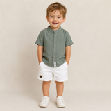 Baby Boys Olive Drop Shoulder Half Sleeve Shirt