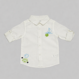 Baby Boys Collar Neck Embroidered White Shirt