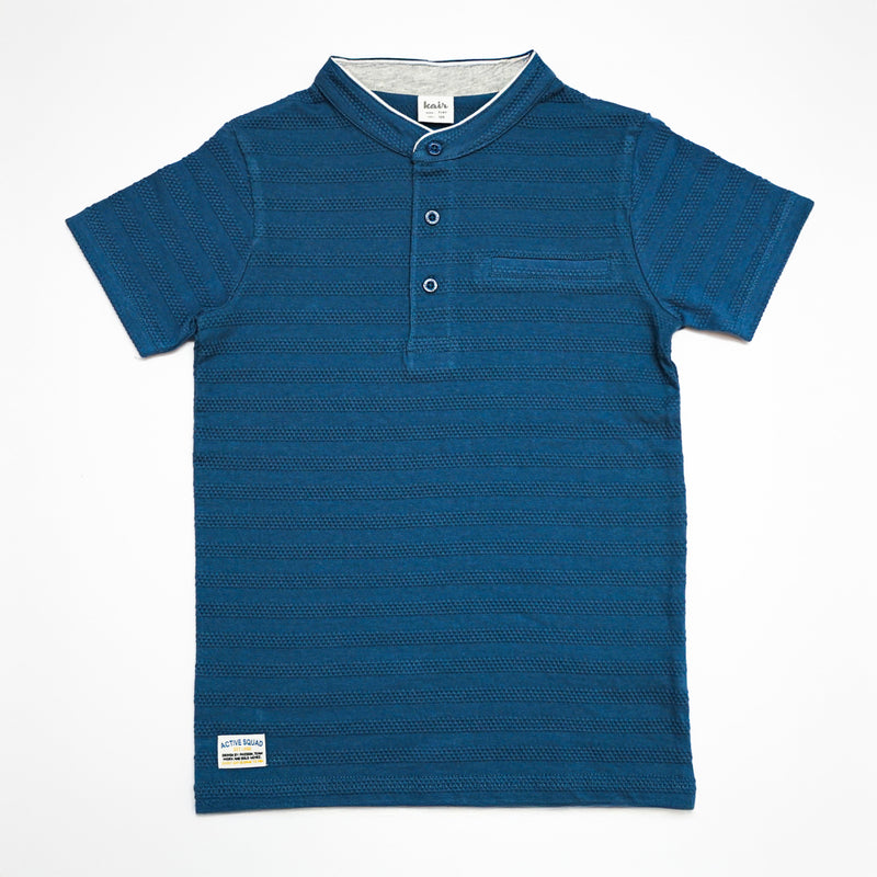Kid Boys Solid Grandad Collar T-Shirt