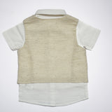 Baby Boys Waist Coat,Shirt With Bow Tie And Shorts Linen Blend Set(4pcs Set)