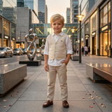 Kids Boys Shirt With Bow Tie,Waist Coat & Pant(4pcs set)