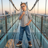 Kids Boys Grandad Collar Striped Shirt