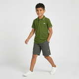 Kid Boys Collar Neck Half Sleeve Green Polo T-Shirt