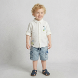 Baby Boys Collar Neck Embroidered White Shirt