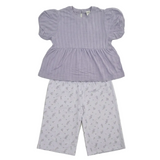 Kids Girls Peplum Hem Top With Palazzo Pant (2pcs Set)