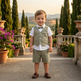 Baby Boys Waist Coat,Shirt With Bow Tie And Shorts(4pcs Set)