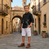 Kids Boys Black Embroidered Full Sleeve Shirt
