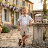 Baby Boys Shirt,Suspender With Shorts,Bow Tie(3pcs Set)