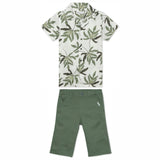Kid Boys Solid Twill Green Bermuda