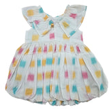 Baby Girls Ruffle Neck Balloon Dress With Head Band