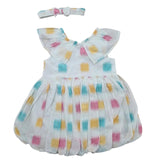 Baby Girls Ruffle Neck Balloon Dress With Head Band