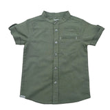 Baby Boys Olive Grandad Collar Half Sleeve Shirt