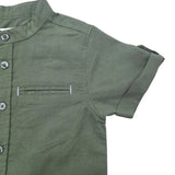 Baby Boys Olive Grandad Collar Half Sleeve Shirt