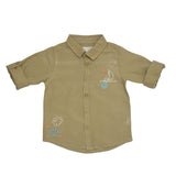Baby Boys Collar Neck Embroidered Sand Shirt