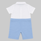 Baby Boys Collar Neck Half Sleeve Decorative Playsuit